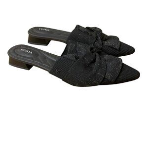Vivaia Yaffa Pro Pointed Toe Sparkle Bow Mules Black Sz 43 (EU) Holiday Event